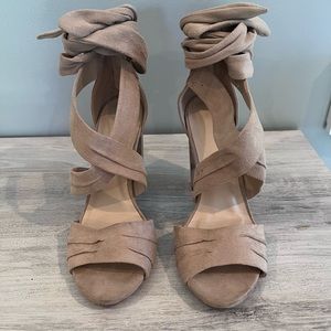 Suede lace up heels